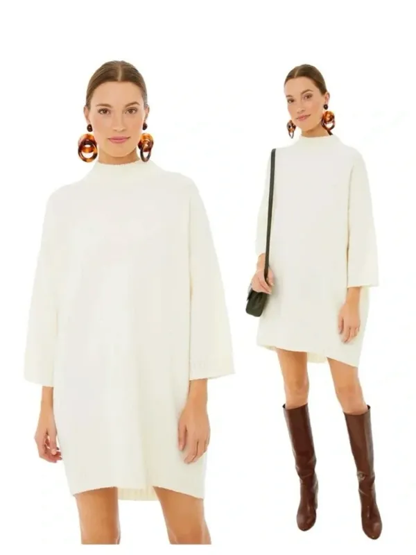 NWOT Tuckernuck Maxine Mock Neck Sweater Dress – Ivory – XL - Image 2