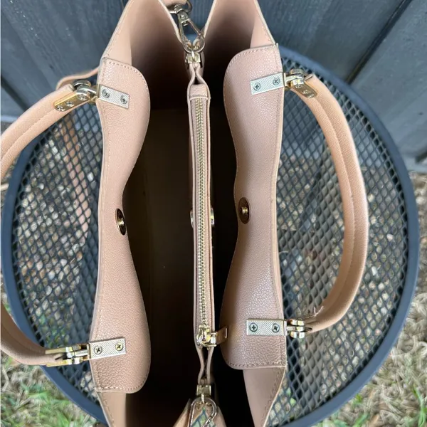 Tan Fashion Shoulder & Crossbody Bag with Gold Hardware - Image 5
