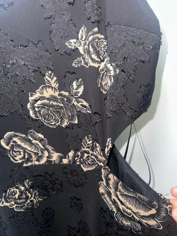 Altar'd State Black and Beige Floral Burnout Cutout Maxi Dress - Image 2