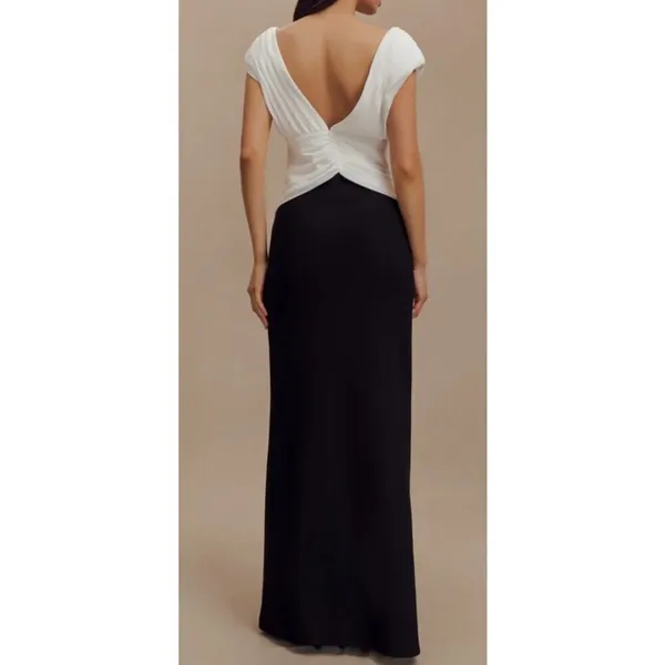 MESHKI Monique Contrast Maxi Dress – Black Chiffon & Stretch, Women’s Size M - Image 2