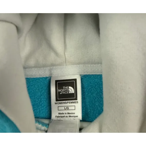 The North Face Womens Turquoise Blue Logo Pullover Hoodie Sweatshirt Size L - Image 5