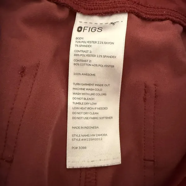 FIGS HW Zamora Jogger Women Small Red‎ Scrub Pants High Waist W22SW2012 - Image 4