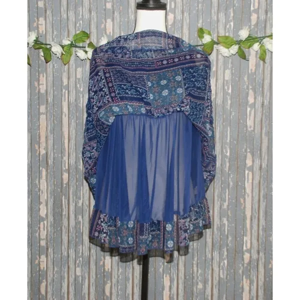 Altar'd State Crochet Blue Patchwork Sleeveless Blouse Top Size XS Flowy - Image 5