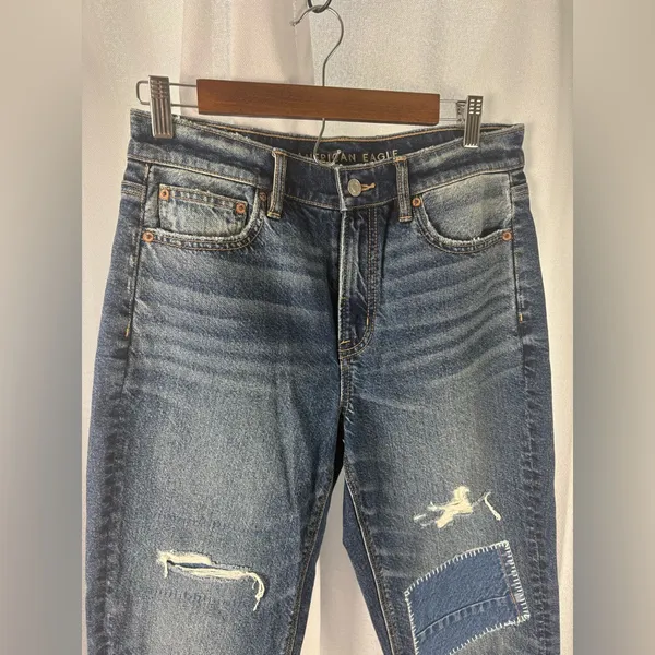 American Eagle strigid super high‎ rise ankle straight jeans SAMPLE Size 8 EUC - Image 3
