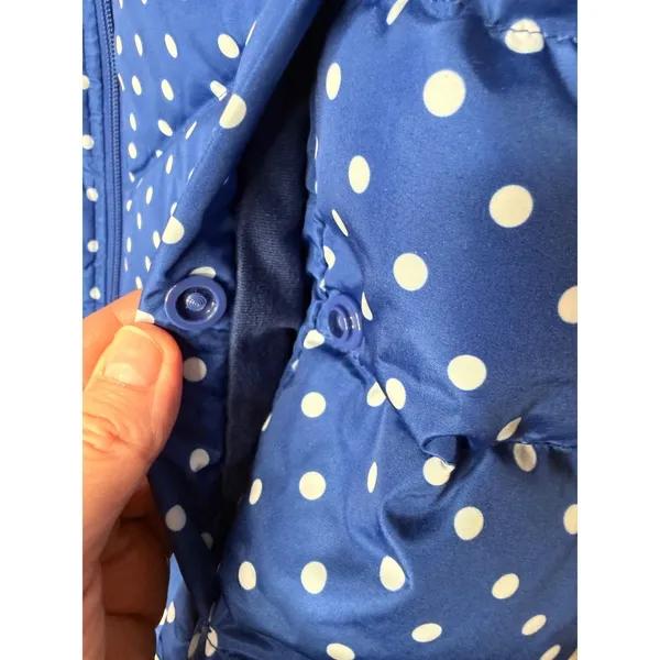LANDS END 600 DOWN Women Navy Polka Dot Hyperdry‎ Allied Zip Puffer Vest Sz M - Image 7