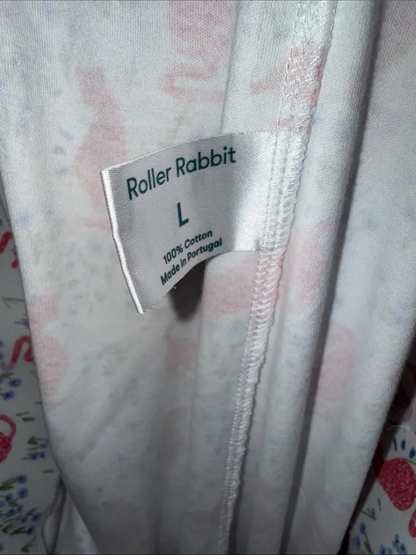 Roller Rabbit Women's Pajama Top in White with Pink & Blue Prints - Image 2