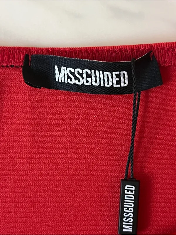 Missguided Red Bodycon Midi Dress Side Slit Spaghetti Strap NWT US 6 - Image 5