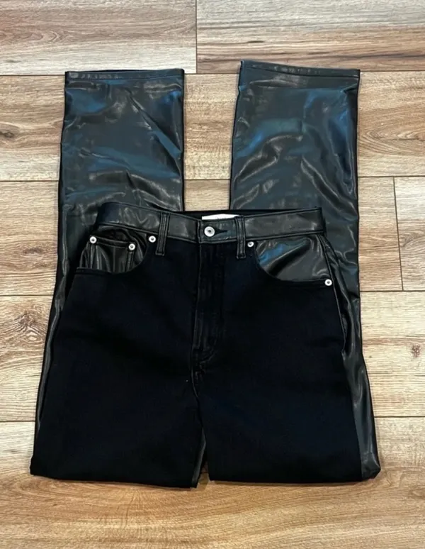 Abercrombie Black Denim/Leather Jeans - Image 3