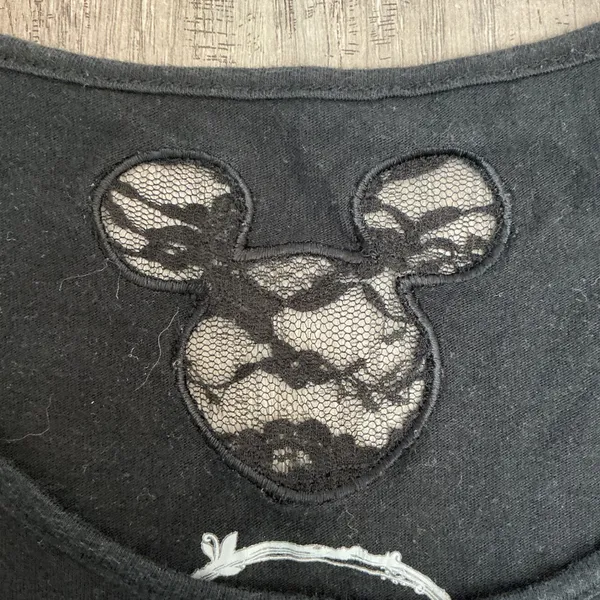 Disney Mickey Mouse Black Tunic‎ Top Womens L/XL Lace Back Detail - Image 2