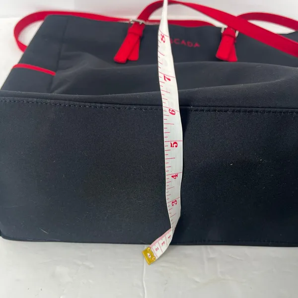 Escada Large Nylon Shopper Tote Black Red Shoulder Bag Travel Tote - Image 12