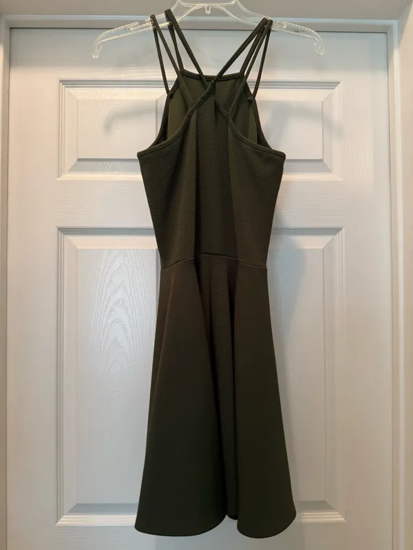 Joyce Leslie Olive Green Strappy Fit-and-Flare Dress - Image 2
