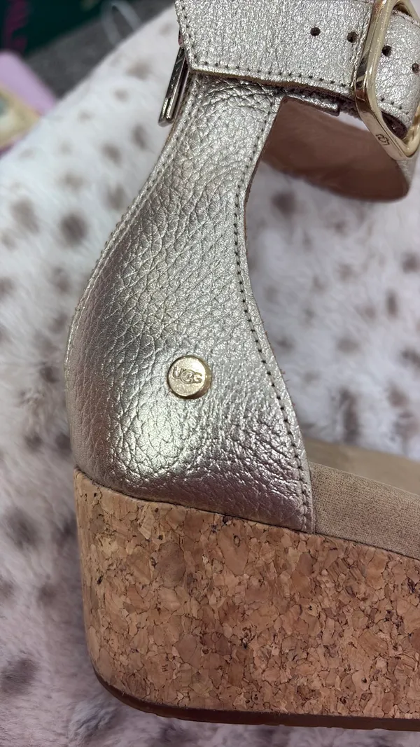 UGG Women’s Zoe II Metallic Gold Wedge Sandals - Image 5