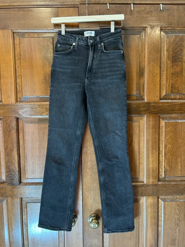 AGOLDE Vintage‎ High Rise Bootcut Jeans Technique Faded Black Gray Size 24 - Image 2