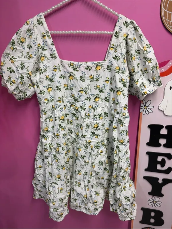 Faithfull the Brand Women's Eldora Printed Mini Dress White Yellow Size small - Image 8