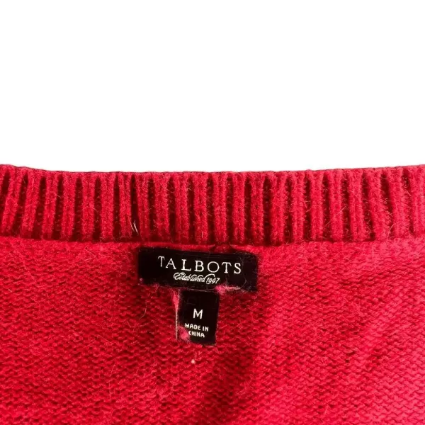 Vintage‎ Talbots Women's Medium Red 3/4 Sleeve Button-Down Cardigan Sweater - Image 2