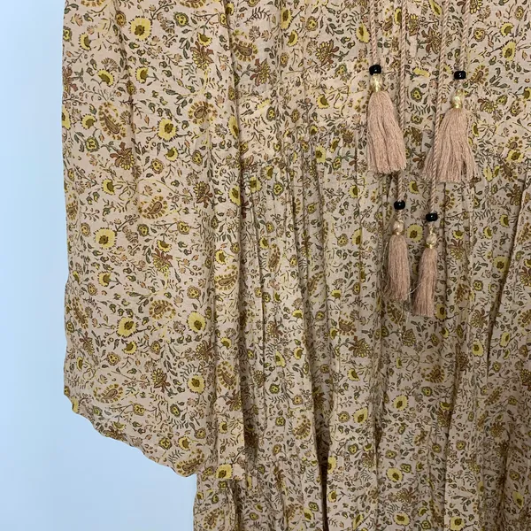 Doen Prem Maxi Jaipur Mustard Floral Print Dress Womens Small - Image 8