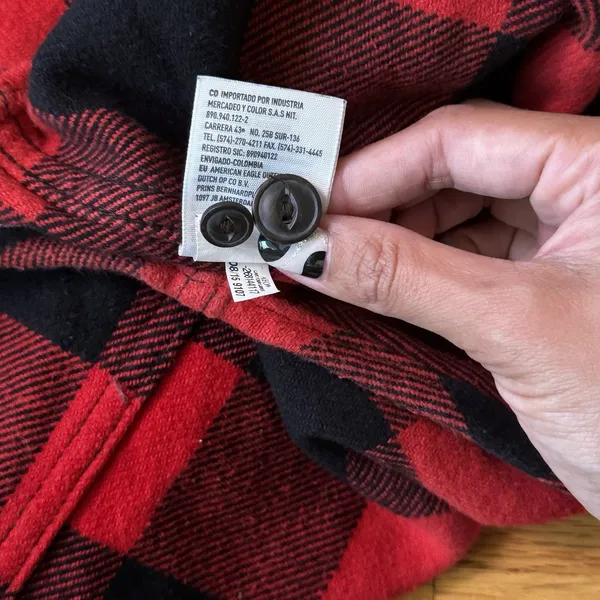 American Eagle AE Unisex Flannel Plaid Button-Down Long Sleeve Shacket Size S - Image 12