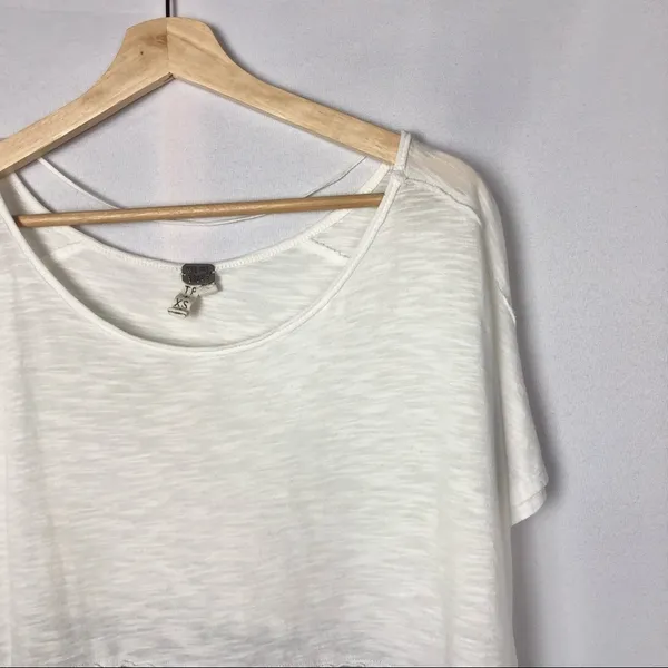 Free People We the Free Gray & Ivory Midnight Colorblock High‎ Low T-Shirt XS - Image 5