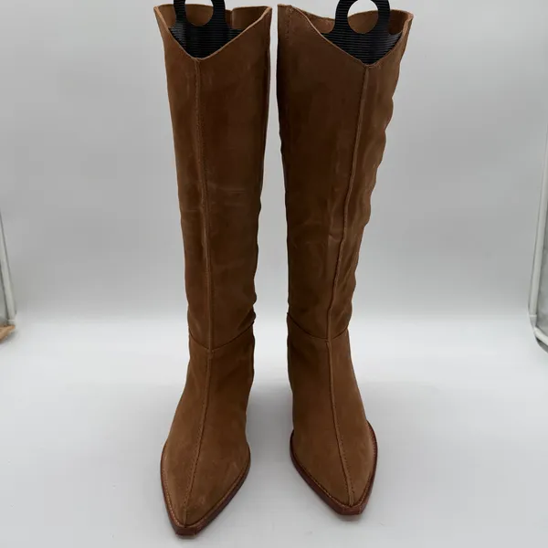 Free People Western Sway Low Slouch Tan Suede Leather Pull On Boot EU 38 US 8 - Image 9
