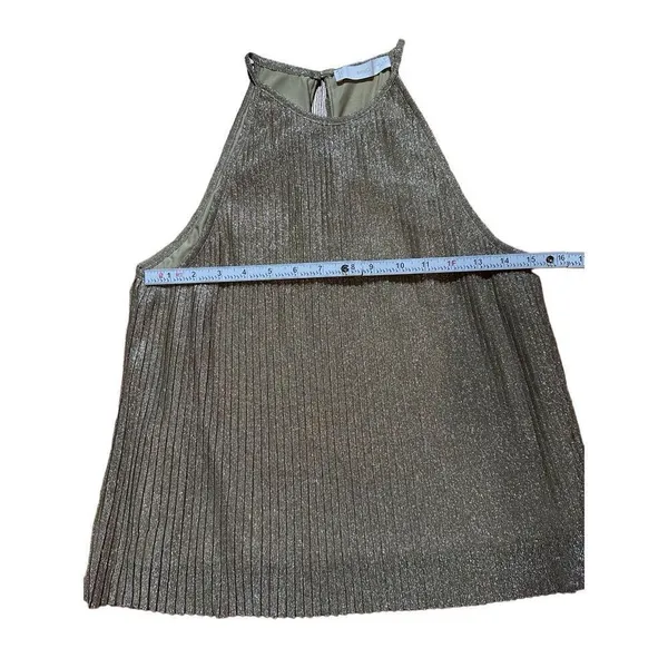 Mango women’s Gold Silver‎ Textured shimmer metallic tank blouse sz M - Image 4