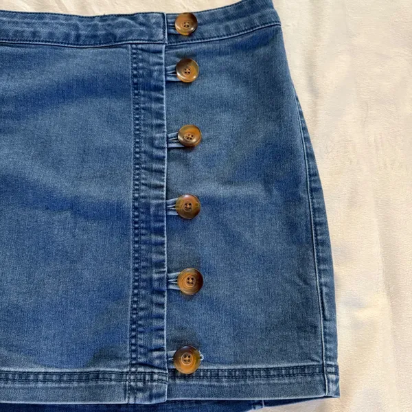 Free People Womens Blue Denim Side Button Mini Skirt Medium Wash Size 2‎ - Image 5