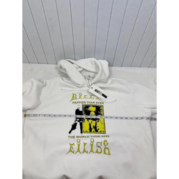 Billie Eilish Happier Than Ever World Tour 2022 Hoodie White Yellow Graphic XL - Image 6