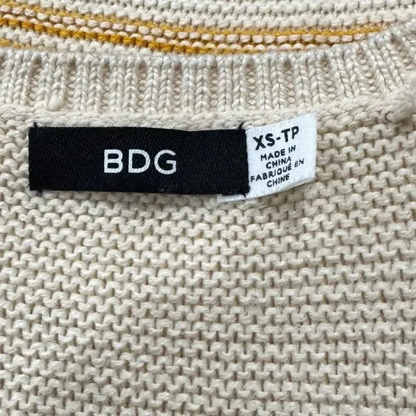 Urban Outfitters BDG Cream and Yellow Striped Oversized Sweater Women’s XS - Image 3