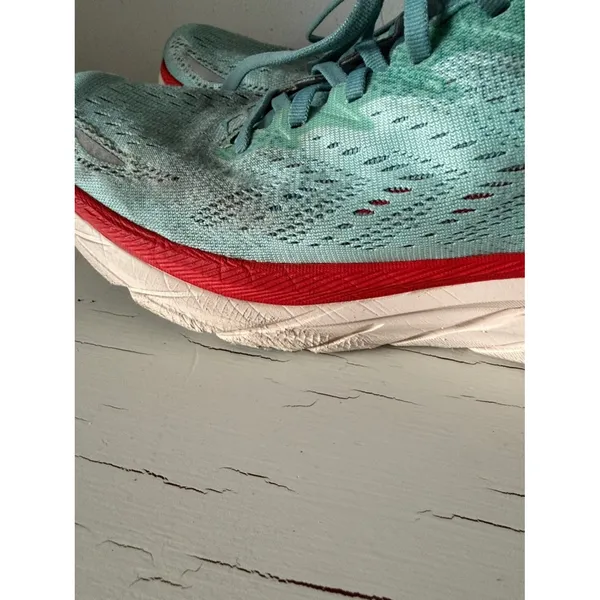 HOKA Clifton 8 Womens Running Shoes Size 8.5 Blue Red Cushioned Sneakers - Image 4