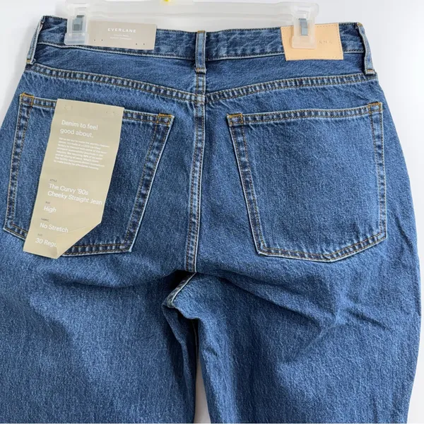 Everlane Curvy 90s Cheeky Straight Jeans Womens 30 NWT High Rise Rigid Denim - Image 4