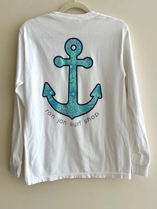 Ron Jon Surf Shop Anchor Myrtle Beach Long Sleeve T-Shirt, White/Blue, Small - Image 11
