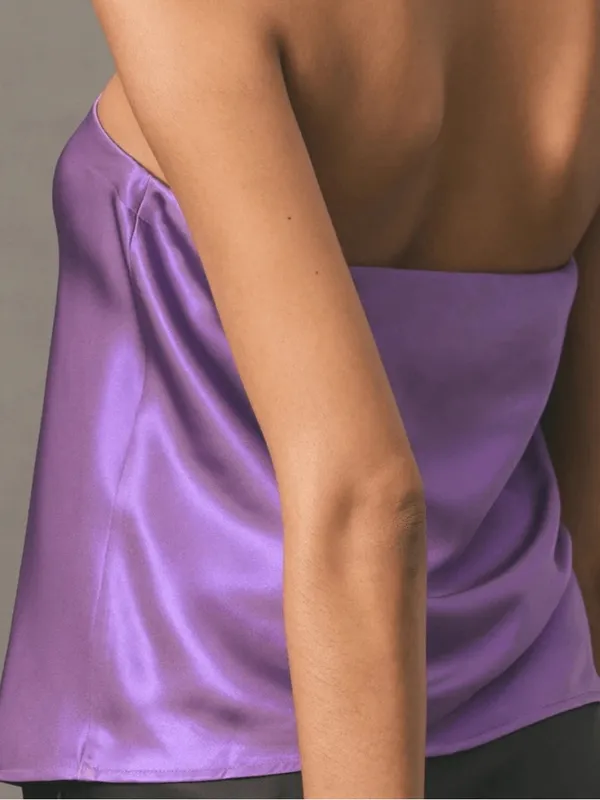 NWT Anthropologie Shine Tube Top in Lilac Purple Lavender Satin Strapless XS - Image 3