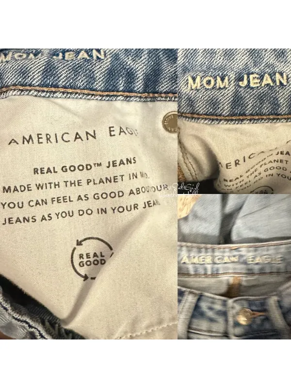 American Eagle Light Wash Distressed Knee Hole Mom Jeans Size 23 - Image 6