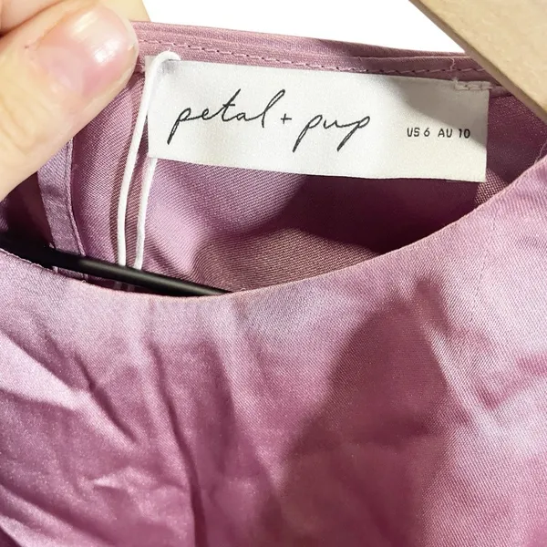 Petal and Pup Emillia Purple Puff Sleeve Satin Mini‎ Dress 6 NWT - Image 4