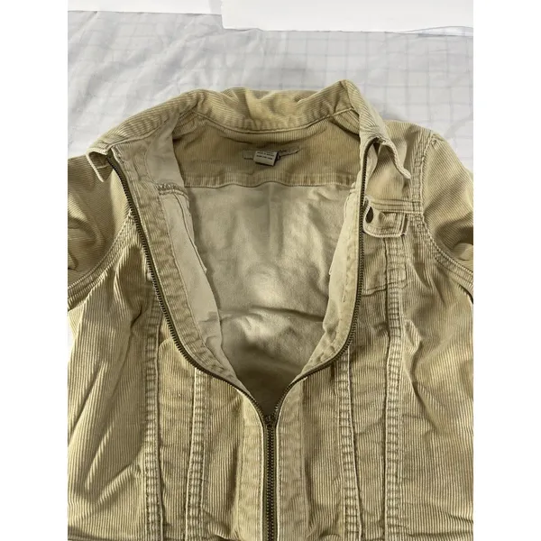 Vintage Abercrombie Corduroy Jacket Women XL Beige Tan Full Zip Trucker Stretch - Image 5