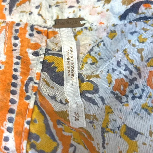 Free People Sun Print Paisley Cutout‎ Mini Dress Orange Yellow Gray Size M - Image 8