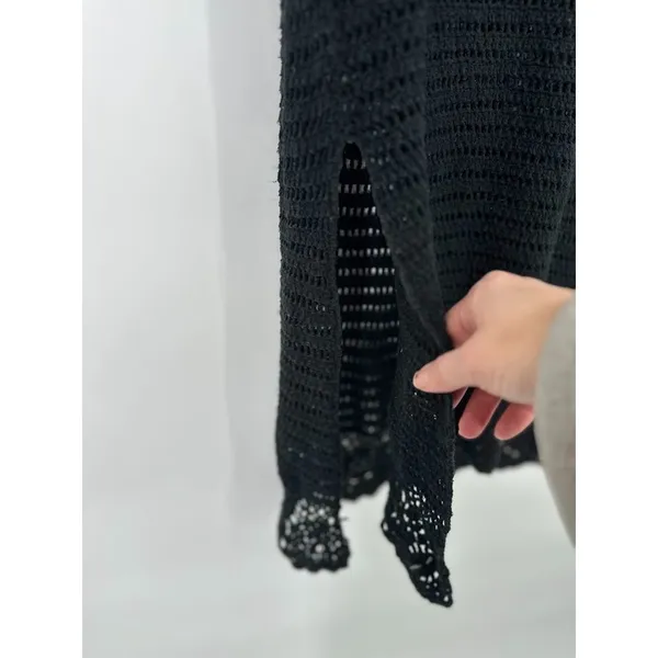 Venus Crochet Sweater Midi Tank Dress Medium Black Boho Grunge‎ Emo Silk Blend - Image 4