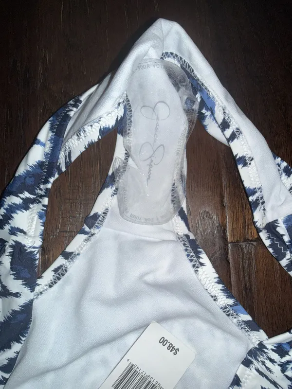 NWT Jessica Simpson Blue Ikat Print Bikini Bottoms Medium - Image 4