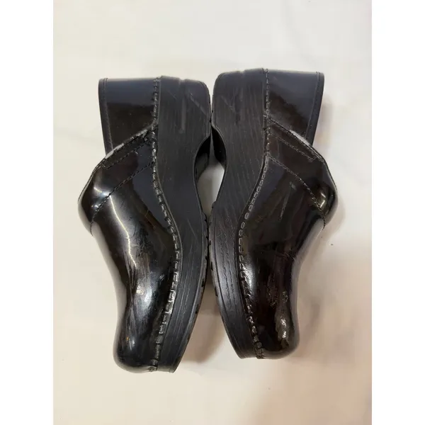 Dansko Professional Black Patent Leather Clogs Slip On Work Nurse 39 - Image 3