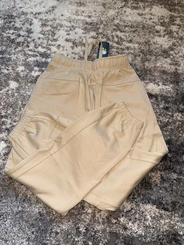 Beige Women's Drawstring Jogger Pants Tan - Image 5