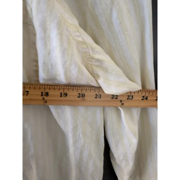 Universal Thread Womens XL Linen Blend Striped Button‎ Down Shirt Yellow White - Image 6