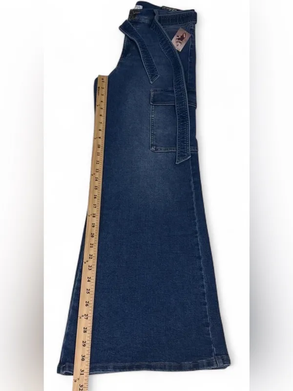 sofia by sofia vergara Dark Blue Wide Leg Cargo Jeans with Tie Belt - Image 8