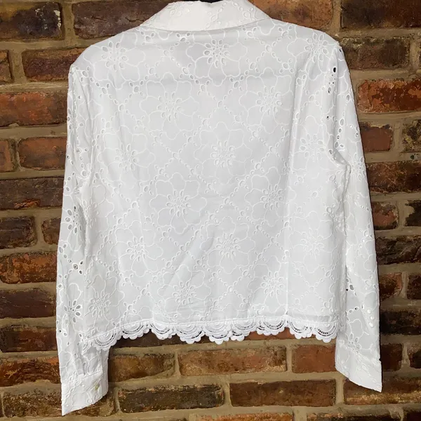 Lilly Pulitzer White Singrid Eyelet Long Sleeve Button Down Top Women's Size XS - Image 8
