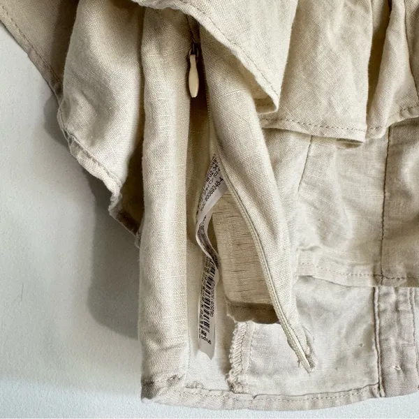 Zara‎ Women Linen Blend Beige Cropped Ruffle Cottagecore Boho Peasant Top Size S - Image 4
