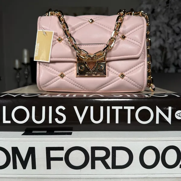 Michael Michael Kors Serena Small Quilted Studded Crossbody Bag Blush New NWT - Image 11