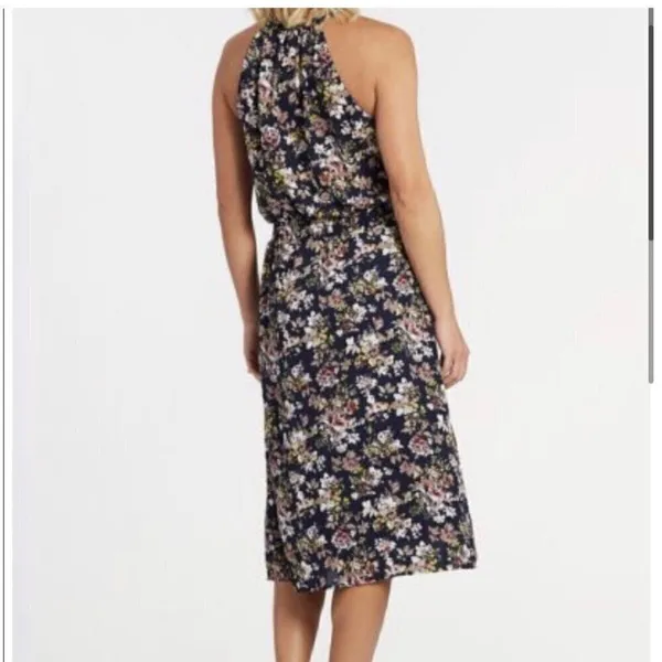 Allison Joy Floral Evereve Corbin Midi Dress S Blue Pink‎ Sleeveless A-line - Image 2