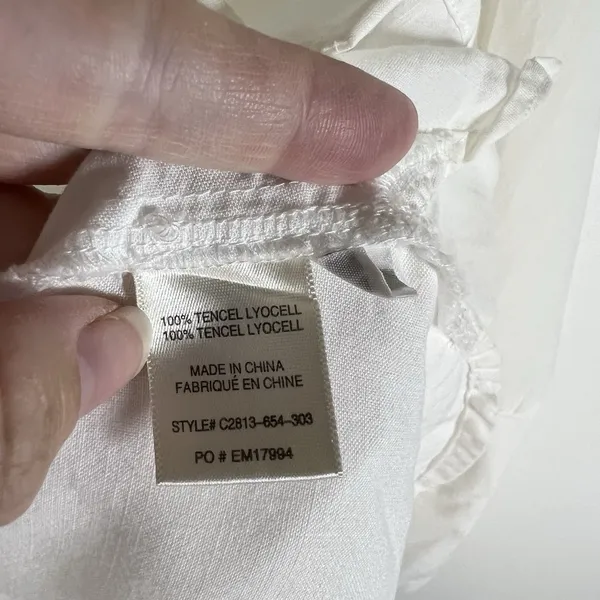 Anthropologie CLOTH & STONE Shirt Top Sz M White Button Hi-Lo 3/4 Sleeve Tencel‎ - Image 6