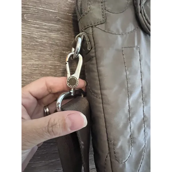 Marc Jacobs Gray Quilted Nylon Tote Bag Handbag Crossbody Gold Hardware - Image 3