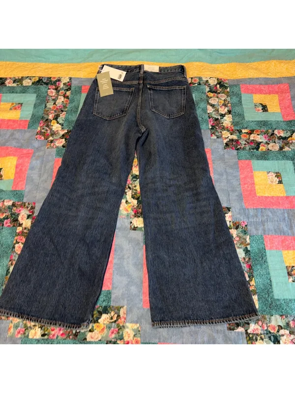 H&M NWT $59 Woman’s W28 L30 Loose Bootcut Blue Denim Jeans Size 28/30 - Image 3