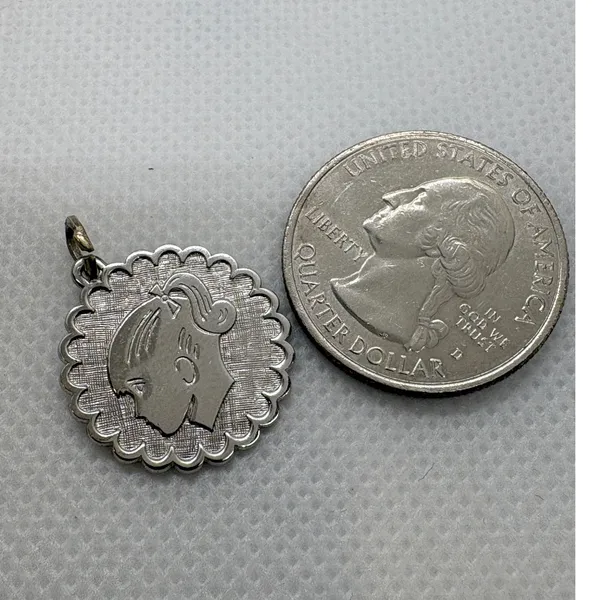 Vintage Beau Sterling Silver Girl Silhouette Charm Pendant Engraved Erin 1981 - Image 5