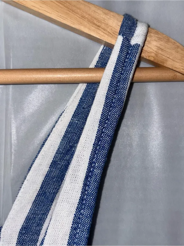 Old Navy Striped Maxi Dress‎ Med Blue White Linen Cottagecore Picnic Dorothy - Image 6